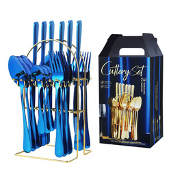 Gold Plated Cutlery - 24 個のステンレス鋼の食器セットナイフフォークスプーン食器食器セットフェスティバルキッチン食器ギフトゴールデンカトラリーセット