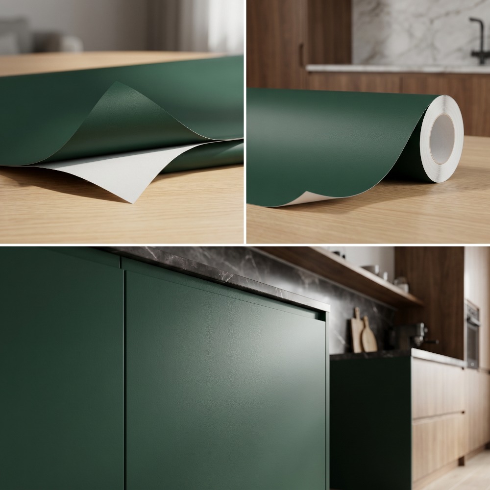 Luxury Lifestyle Wallpaper - 高級マットエメラルドグリーンPVC壁紙、キッチンや寝室のリノベーション用の取り外し可能な防水自己粘着ステッカー