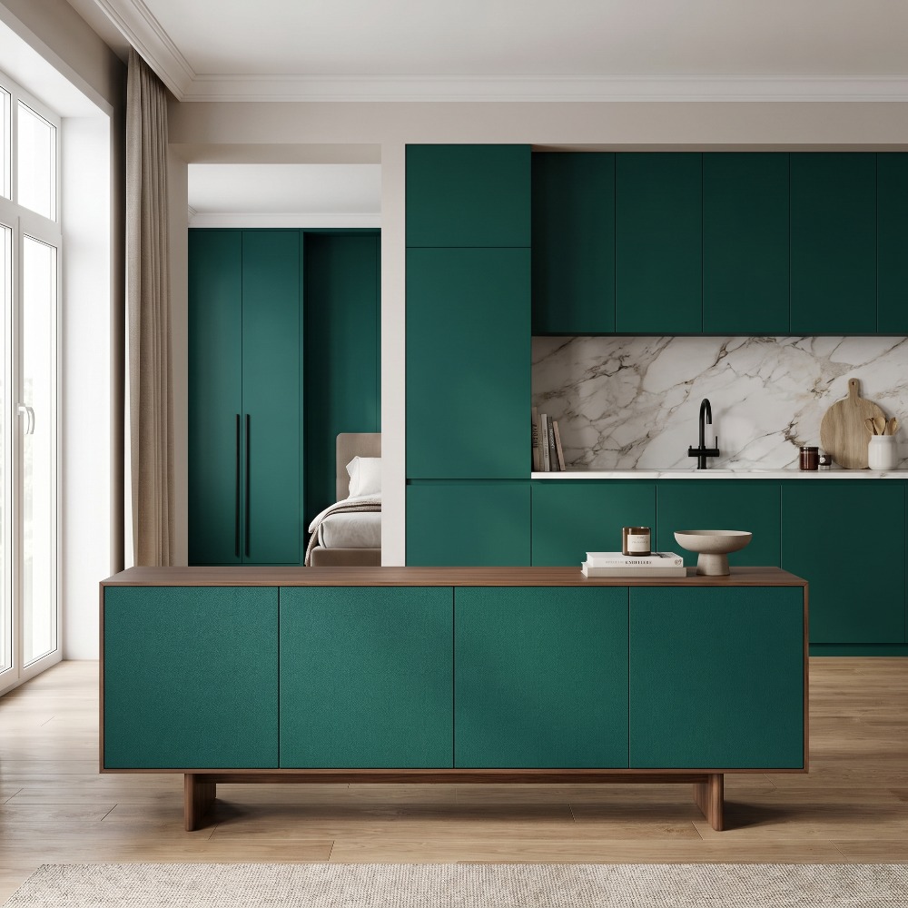 高級マットエメラルドグリーンPVC壁紙、キッチンや寝室のリノ - Luxury Lifestyle Wallpaper のレビューと価格
