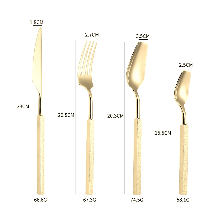 4 個の高級カトラリーセット西洋ステンレス鋼金メッキ食器食器 - Gold Plated Cutlery のレビューと価格