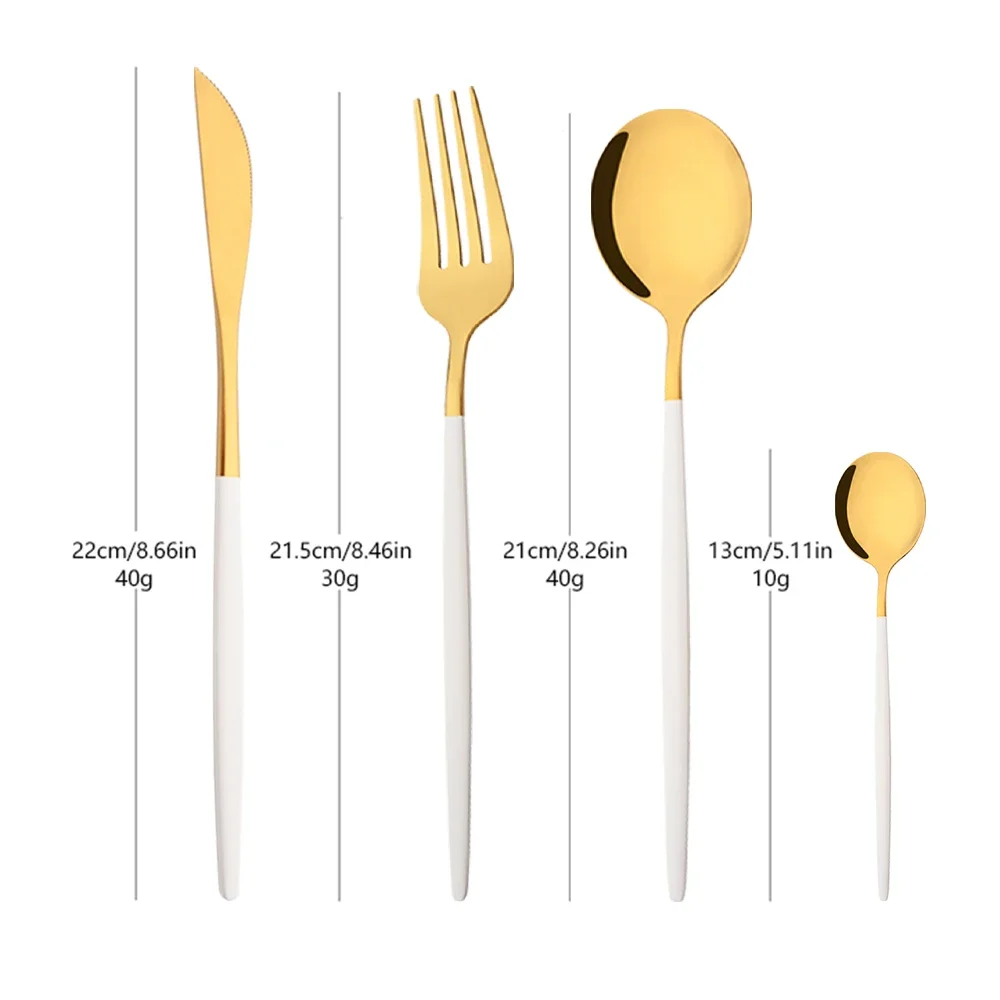 16/24/32/48 個食器セットホワイトゴールドディナー - Gold Plated Cutlery のレビューと価格