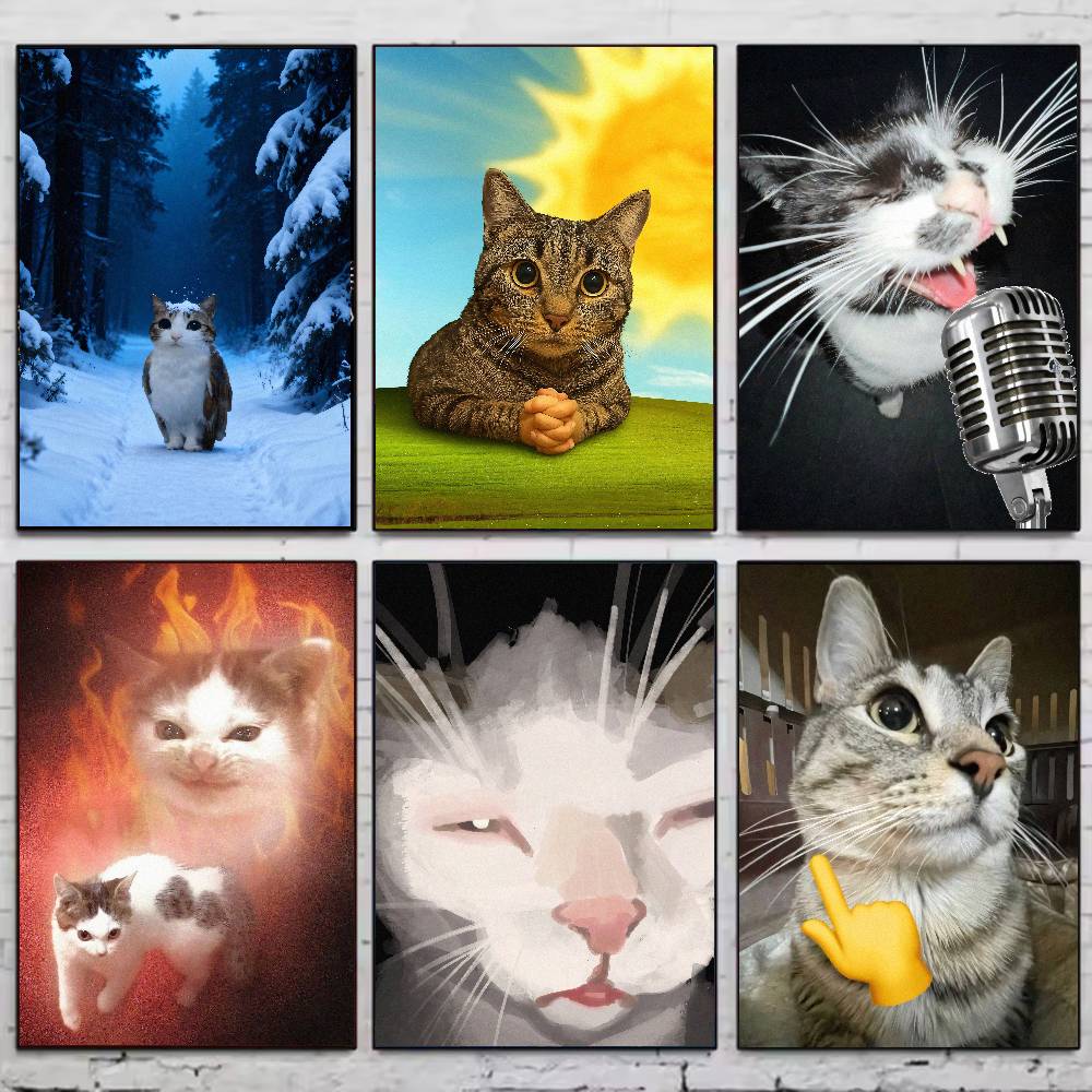 かわいい面白い人気のある大型高級猫ミームポスター自己粘着アー - Luxury Lifestyle Wallpaper のレビューと価格