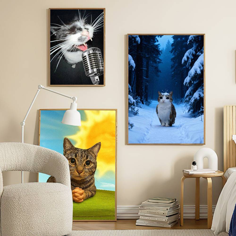 かわいい面白い人気のある大型高級猫ミームポスター自己粘着アー - Luxury Lifestyle Wallpaper のレビューと価格