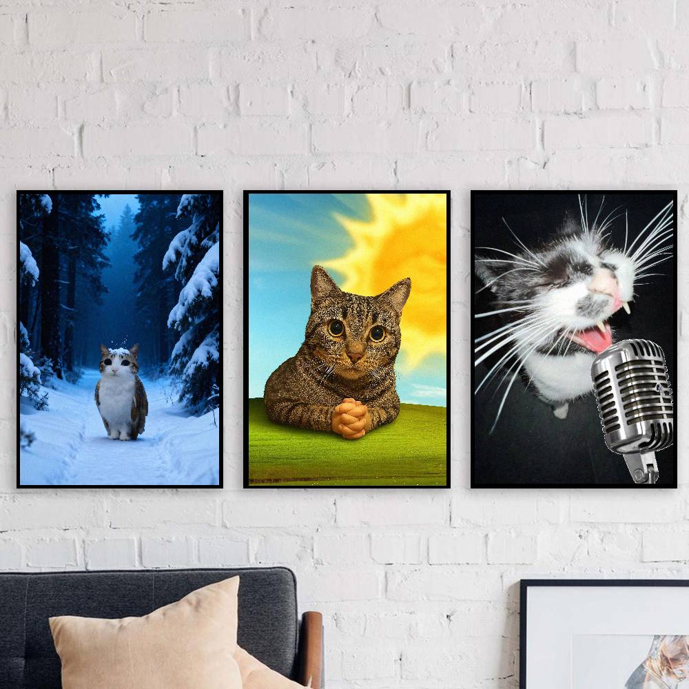 かわいい面白い人気のある大型高級猫ミームポスター自己粘着アー - Luxury Lifestyle Wallpaper のレビューと価格