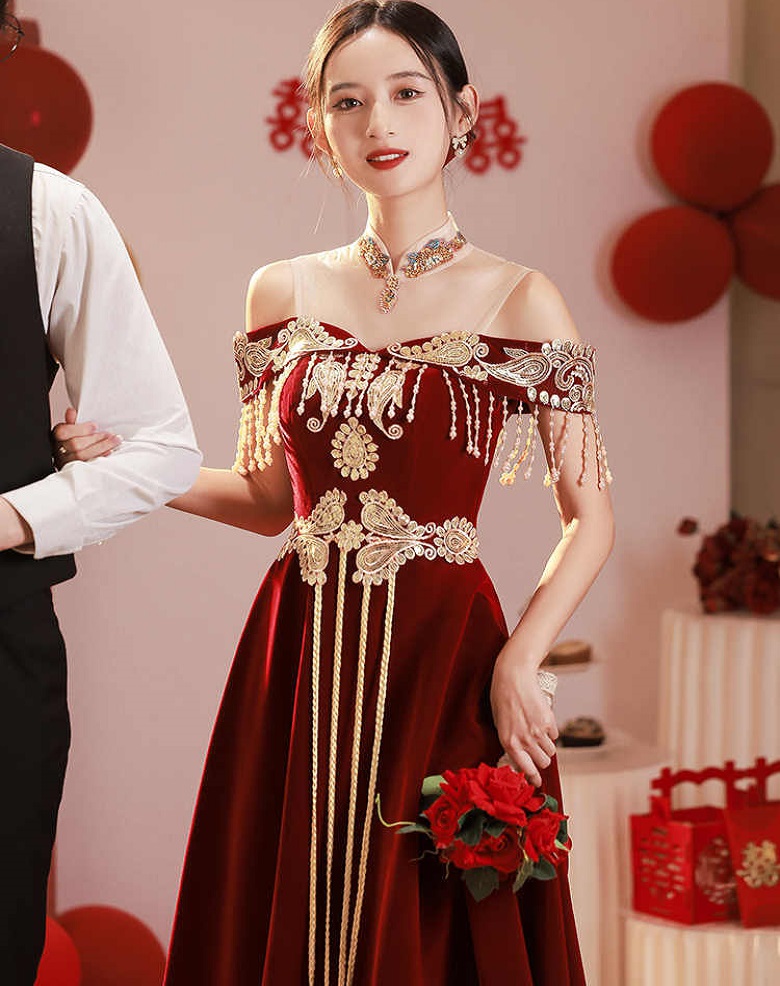 中国風のトーストドレス花嫁のチャイナドレス小柄な人でも日常生 - Luxury Lifestyle Girl のレビューと価格