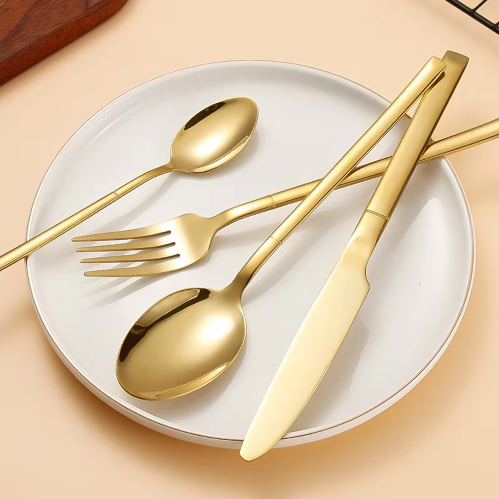 30 個ゴールド食器セットステンレス鋼カトラリーナイフティー - Gold Plated Cutlery のレビューと価格