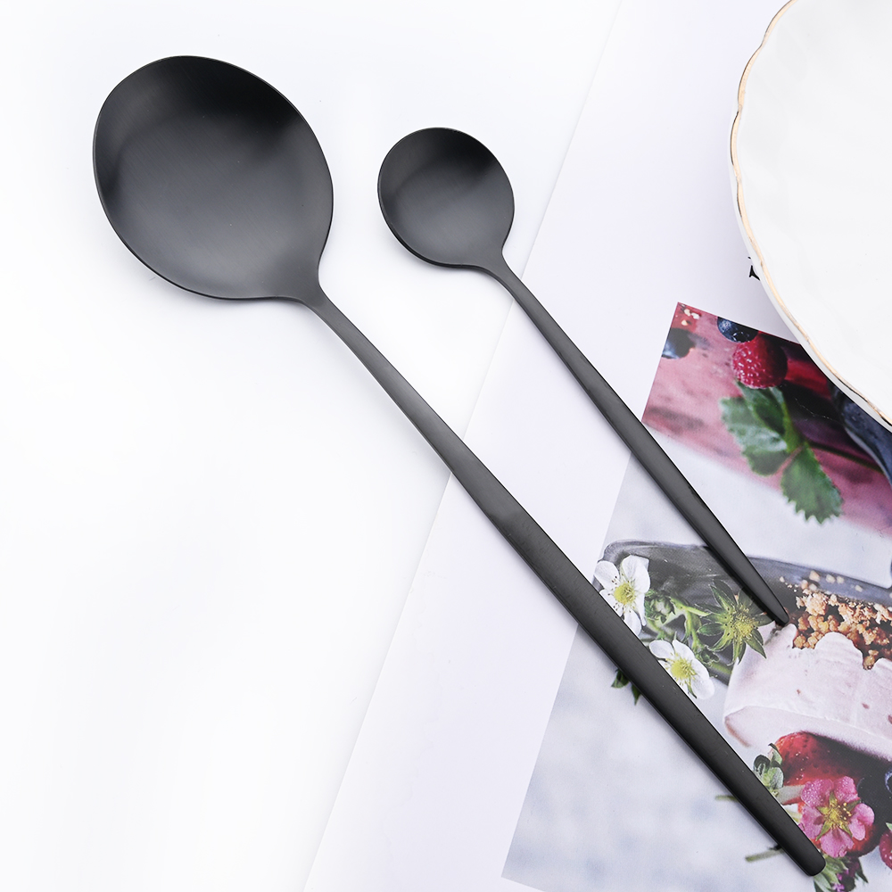 Drmfiy 黒ハンドルゴールドコーヒー食器セット 8/16 - Gold Plated Cutlery のレビューと価格