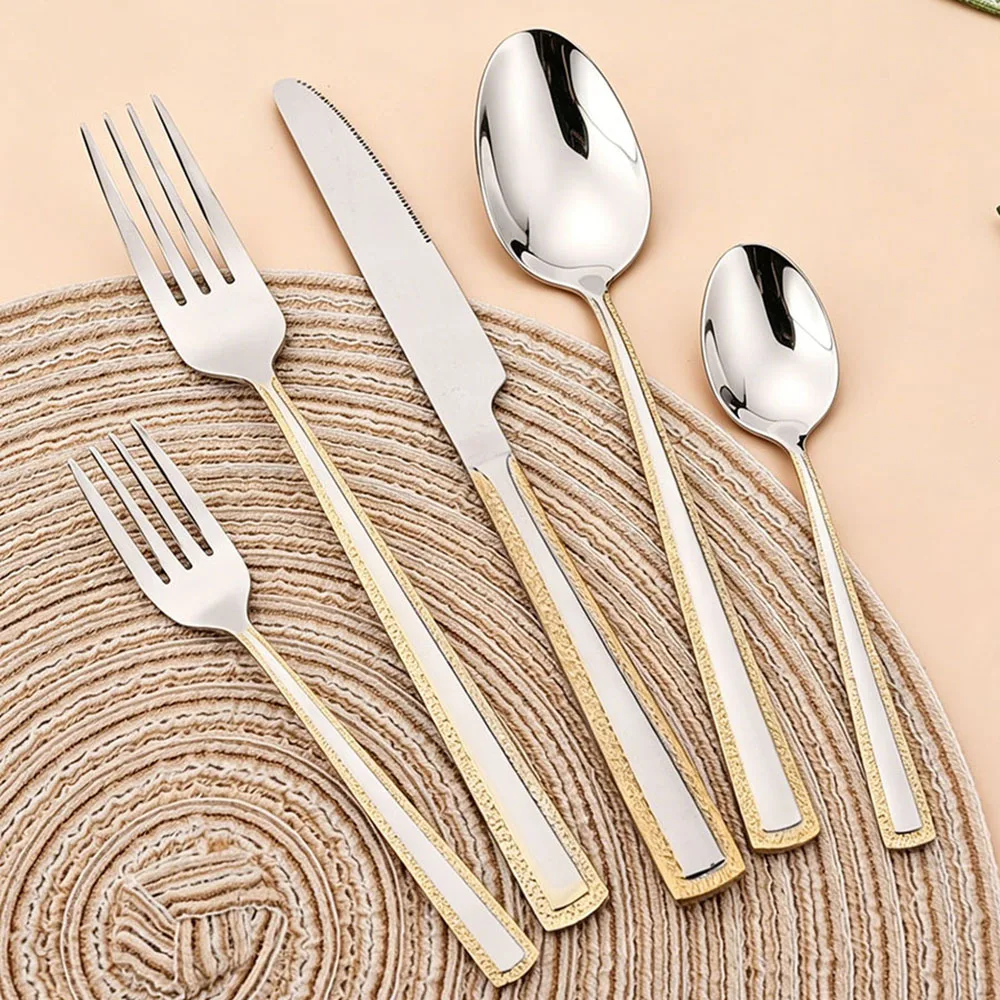 4 個ステンレス鋼カトラリーセットナイフフォークスプーン食器 - Gold Plated Cutlery のレビューと価格