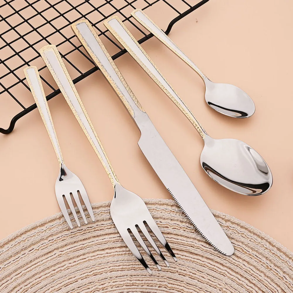 4 個ステンレス鋼カトラリーセットナイフフォークスプーン食器 - Gold Plated Cutlery のレビューと価格