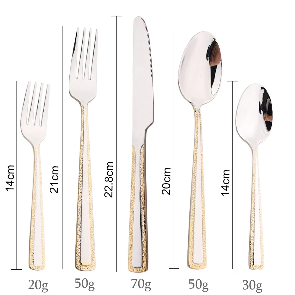4 個ステンレス鋼カトラリーセットナイフフォークスプーン食器 - Gold Plated Cutlery のレビューと価格
