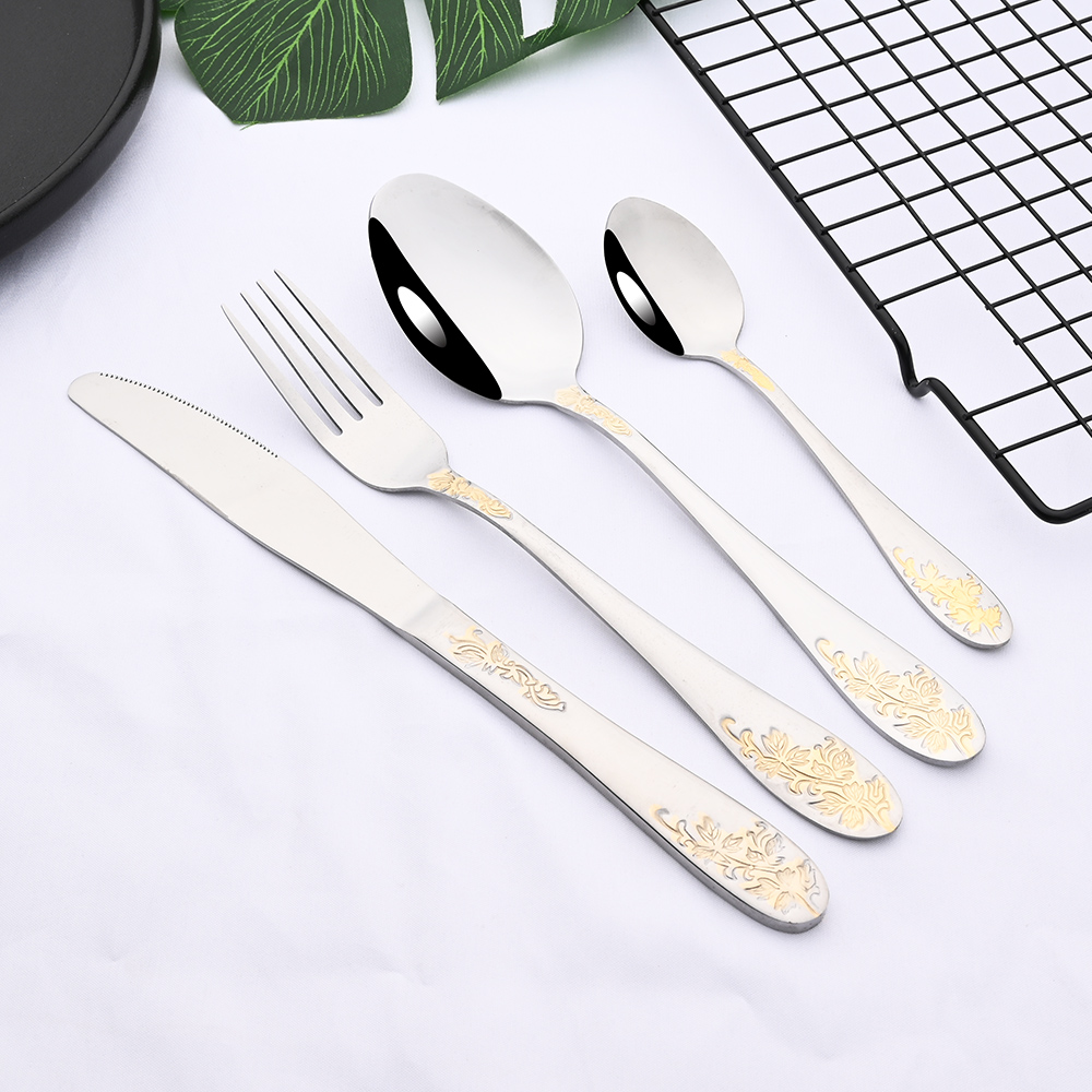 ヴィンテージウエスタン 8/32 個ゴールド食器カトラリーダ - Gold Plated Cutlery のレビューと価格