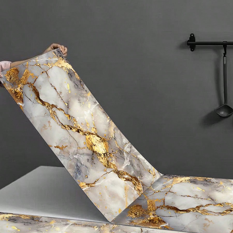1ロール 防水 大理石柄 剥がして貼るだけ壁紙、自己粘着性  - Luxury Lifestyle Wallpaper のレビューと価格