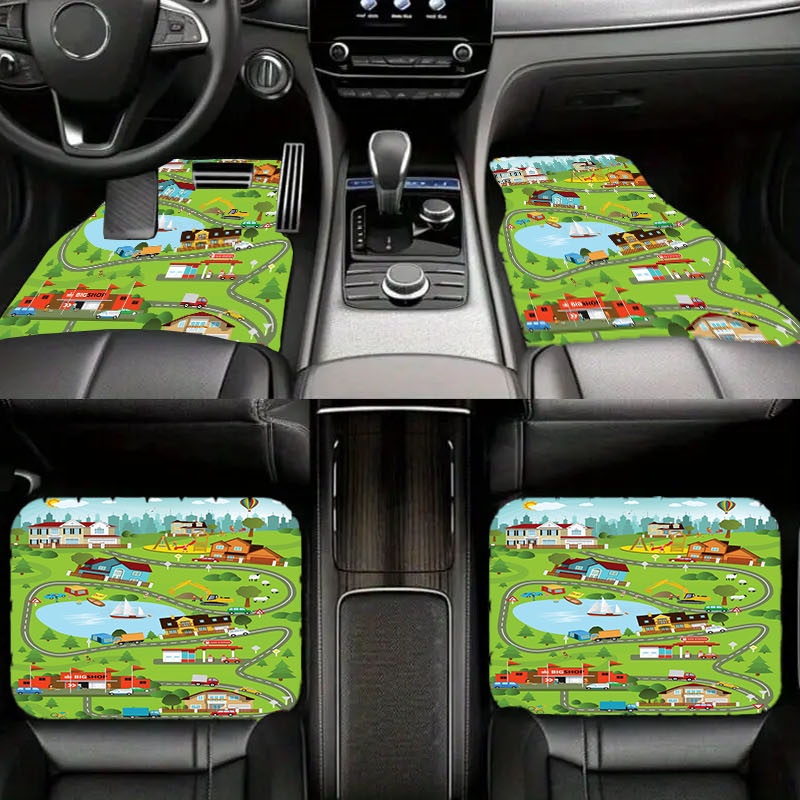 ポリエステル製カーフロアマット4枚 |   漫画風の郊外シー - Luxury Lifestyle Cars のレビューと価格