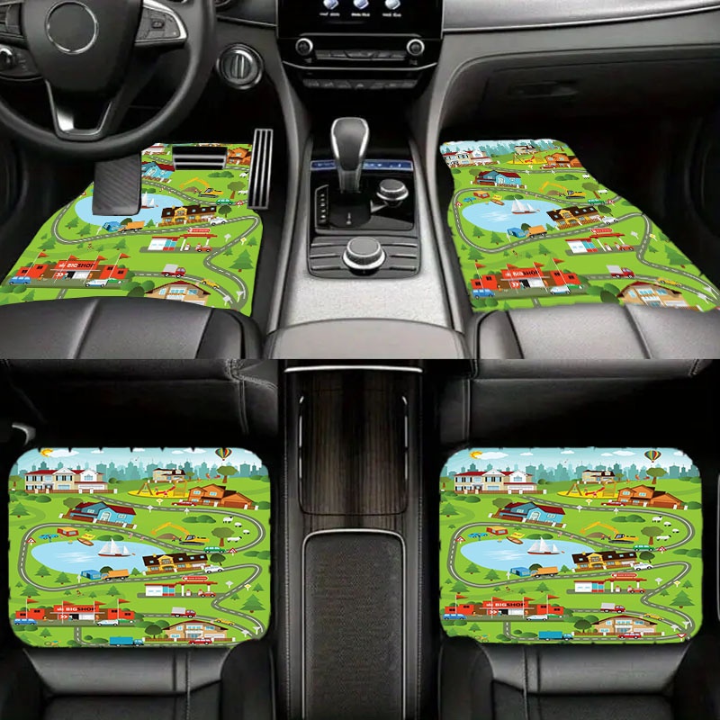 ポリエステル製カーフロアマット4枚 |   漫画風の郊外シー - Luxury Lifestyle Cars のレビューと価格