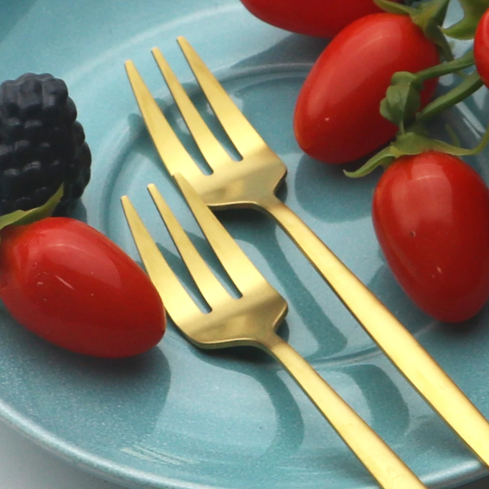 6 個ステンレス鋼マットケーキフルーツフォーク食器銀器カトラ - Gold Plated Cutlery のレビューと価格